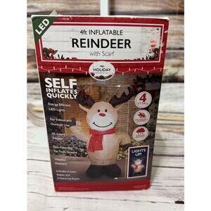 Holiday Time Reindeer Yard Inflatable Christmas Lights Up LED Self Inflates